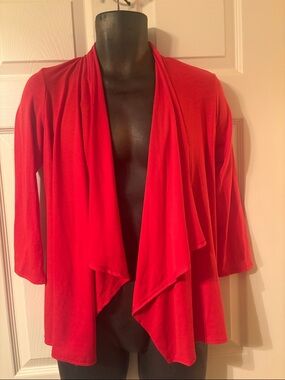 new directions Red Draped Open-Front Cardigan